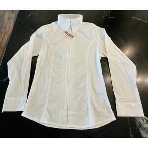 NWT Schneiders Cowgirl Royalty zip front long sleeve white show shirt L